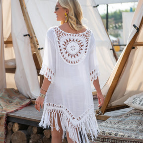 Vestido Feminino Hippie Franja Guarnição Verão Luce