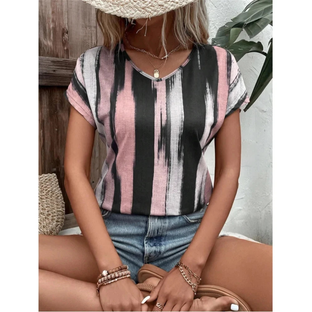 Blusa Feminina Vera Estampada com Blocos de Cores