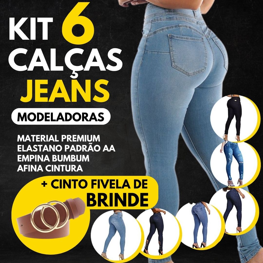 Kit 6 Calças Jeans Modeladoras + Cinto Fivela Argola Dupla de Brinde APENAS HOJE - Loja Use Luce